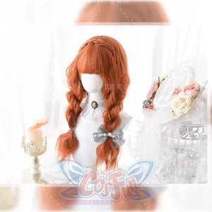 Soft Girl Harajuku Style Long Brunches Curly Wig Pumpkin Color