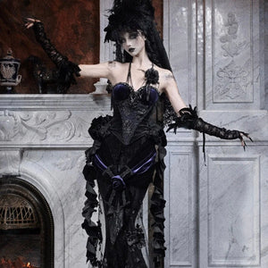 Elegy Day Gothic Shimmer Velvet Bustier Corset Top