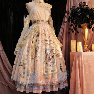 Egypt Style Gorgeous Side Opening Lolita Printed Skirt - cosfun