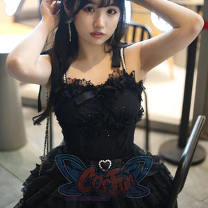 Lovely Classic Lolita Fairy Ballet Short Skirt Sets Black / S / Corset