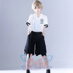 Vintage Gothic Straight Irregular Slim Shorts S22483