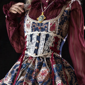 Elegant and Classic Lolita Lace Corset Dark Blue / S