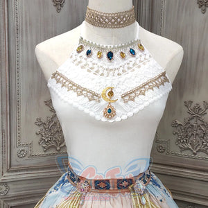 Egypt Style Lolita Backless Long Sleeve Smock and Vest Vest / White / One Size