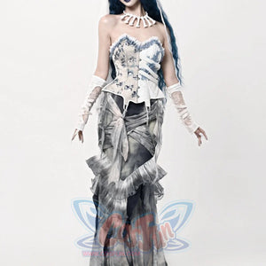 Gothic Tie-Dye Fitted Mermaid Chiffon Skirt Skirt