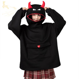 Original Oversized Black Bat Hooded Sweatshirt N00716 S / Made to Order Sweatshirt