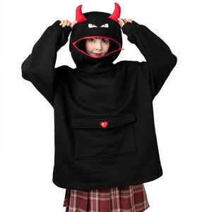 Original Oversized Black Bat Hooded Sweatshirt N00716 S / Made to Order Sweatshirt