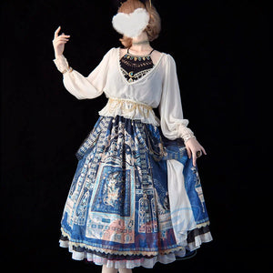 Egypt Style Gorgeous Side Opening Lolita Printed Skirt - cosfun