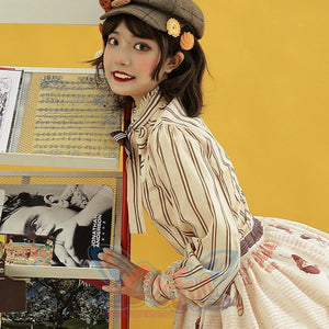 Chocolate Daily Sweet Lolita Stripe Long Sleeve Shirt