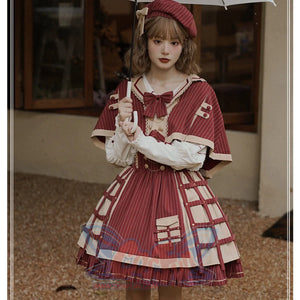 Vintage Detective Style Lolita Jumper Skirt Sets S22589