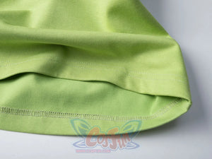 Hem detail showing fabric quality of green Frog Printed Short Sleeve Hooded Sweatshirt with stitching