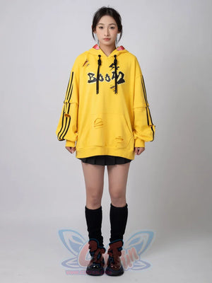 Cosfun Original Cute Electric Critter Yellow Grunge Cosplay Full Zip Hoodie A00006 Sweatshirt