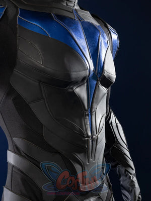 Nightwing cosplay costume - Side torso detail with blue chest armor and black panels