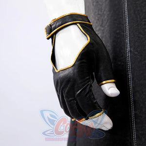 Clair Obscur: Expedition 33 Gustave cosplay glove balances open-back cutout against gold-piped edges and wrist snap.