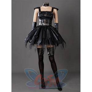 HORROR BISHOUJO Edward Scissorhands cosplay costume pairs boned leather bodice with asymmetrical ruffled tulle skirt and.