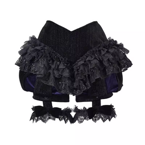 Elegy Day Gothic Velvet Lace Pumpkin Shorts S23101