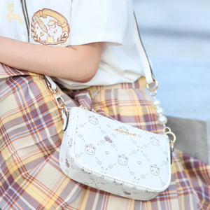 New Style Vintage Printed Bear Crossbody Bag White