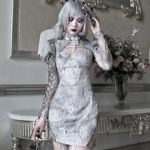 Lace Cutout Slip Suspender Dress