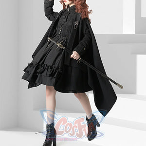 PRE-SALE Black Blue Grey Retro Lolita Medieval Scarf Mutton Sleeve Shirt S23012 - cosfun