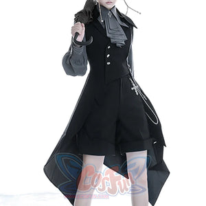 PRE-SALE Black Blue Grey Retro Lolita Medieval Scarf Mutton Sleeve Shirt S23012 - cosfun