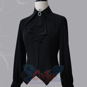 PRE-SALE Black Blue Grey Retro Lolita Medieval Scarf Mutton Sleeve Shirt S23012 - cosfun