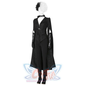 2021 Movie Cruella Estella De Vil Cosplay Black Costume C00526 Costumes