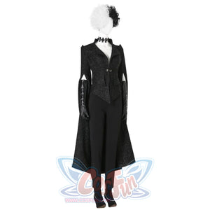 2021 Movie Cruella Estella De Vil Cosplay Black Costume C00526 Costumes