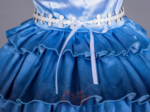 LoveLive! SuperStar!! Liella! Tang Keke cosplay underskirt drops tiered blue ruffles anchored at the waist by a white flower.