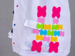 LoveLive! SuperStar!! Liella! Tang Keke cosplay top close-up layers brightly colored butterfly appliques around colorful.