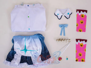 LoveLive! SuperStar!! Liella! Tang Keke cosplay full set lays out a button-front jacket and tiered blue gradient skirt.