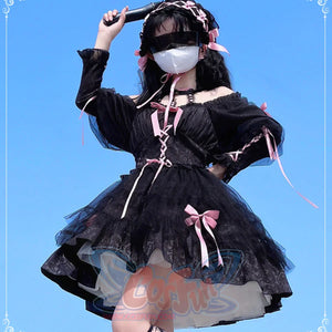 Sweet and Cool Gothic Lolita Slip Dress and Long-sleeved Dress S22810 - cosfun