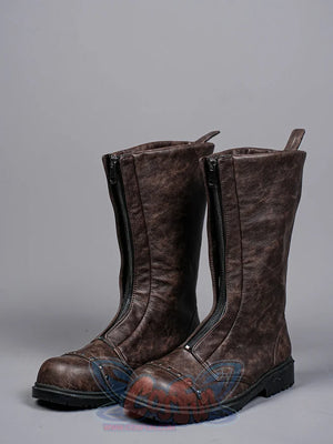 Final Fantasy VII Rebirth FF7R Cloud Strife cosplay boots pair front zippers and studded toe caps.