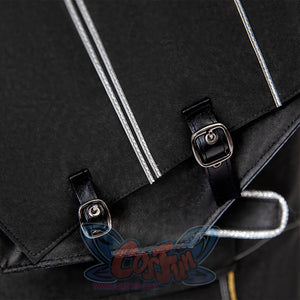 Clair Obscur: Expedition 33 Gustave cosplay garment balances silver buckle hardware against braided rope trim detail.