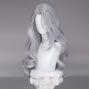 Game Rivals Felicia Hardy Cosplay Wig Long Silver White Wavy Hair N10038