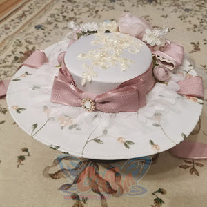 Elizabeth Elegant Lolita Flat Hat and Bowknot Drag