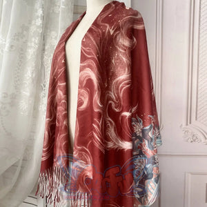 Autumn Winter Thicken Lolita Woolen Shawl Wine Red / One Size