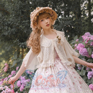 Elegant and Vintage Lolita Smock Short Sleeve / Apricot / S