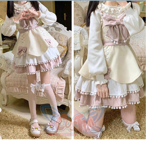Winter Woolen Bow Sweet and Lovely Lolita Dress - cosfun