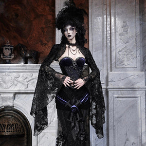 Elegy Day Gothic Shimmer Velvet Bustier Corset Top