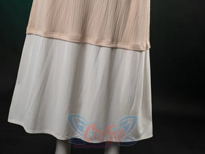 The Acolyte Mon Mothma cosplay skirt layers a light beige pleated upper panel over a longer white pleated lower section.