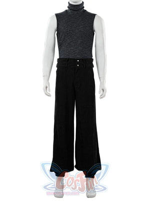 Final Fantasy VII Rebirth FF7R Cloud Strife cosplay base pieces balance a ribbed sleeveless turtleneck.