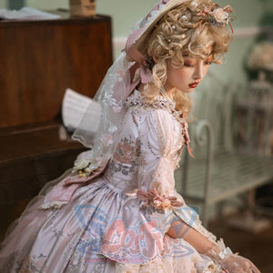 Elizabeth Elegant Lolita Flat Hat and Bowknot Drag