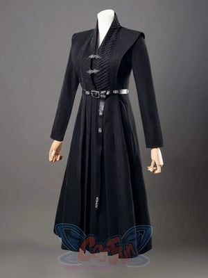 Rhaenys Targaryen cosplay costume back view highlights the layered garment shape and court-inspired detailing.