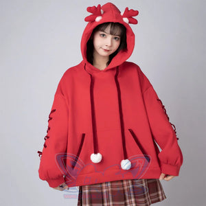 Ready To Ship Cosfun Original Snowball Elk Red Christmas Hoodie C00164 Sweatshirt