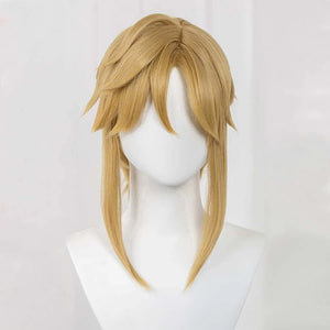 COSFUN The Legend of Zelda Tears of the Kingdom Link cosplay wig layers choppy blonde strands over middle-parted bangs.