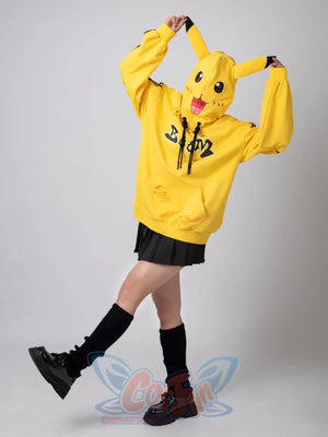 Cosfun Original Cute Electric Critter Yellow Grunge Cosplay Full Zip Hoodie A00006 Sweatshirt
