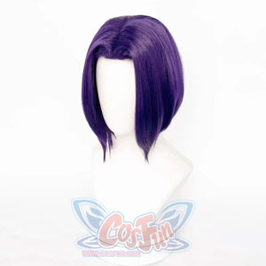 Raven Rachel Roth cosplay wig layers a short purple bob cut for an accurate character look.