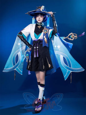 Genshin Impact Scaramouche Wanderer Cosplay Costume - back view