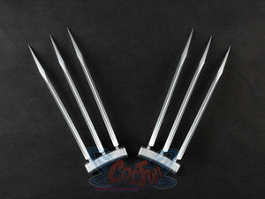 Wolf Claw Silver Blade cosplay props pair two sets of triple silver blades anchored to rectangular bases.