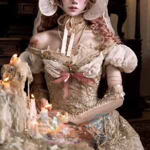 Rococo Duchess Vintage Elegant Off-Shoulder Puff Sleeve Mesh Top