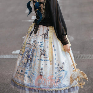 Egypt Style Gorgeous Side Opening Lolita Printed Skirt - cosfun
